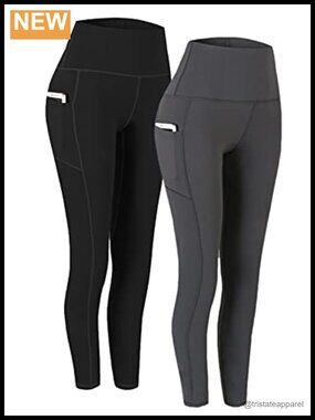 High Waist Yoga Pants with Pockets Women Workout Leggings Tummy Control 4-Way